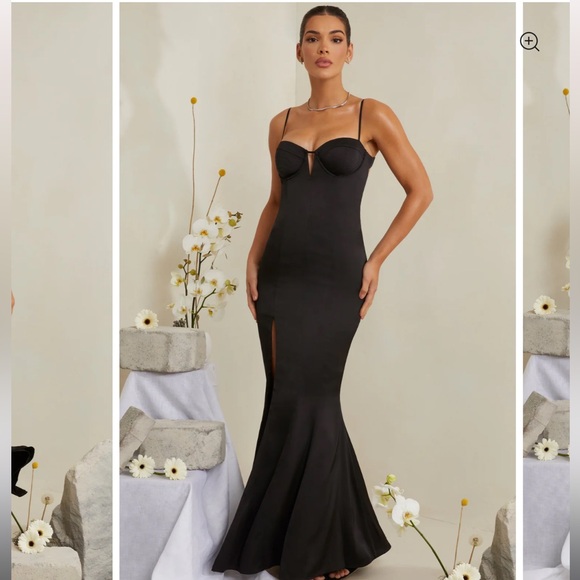 Oh Polly FLAVIA Cut Out Fishtail Maxi Dress in Black Size 0 - Picture 2 of 11